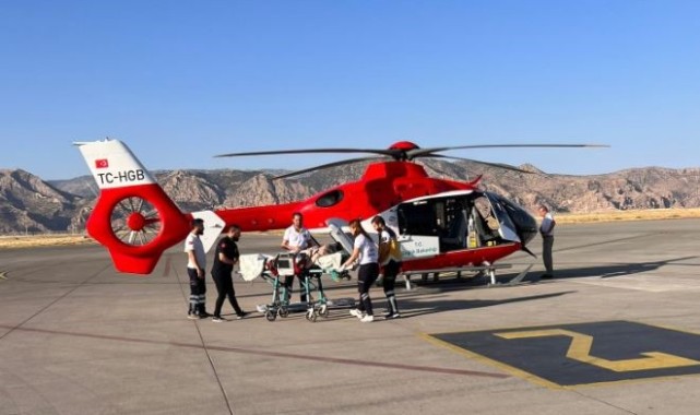 Helikopter ambulans kanser hastası için havalandı